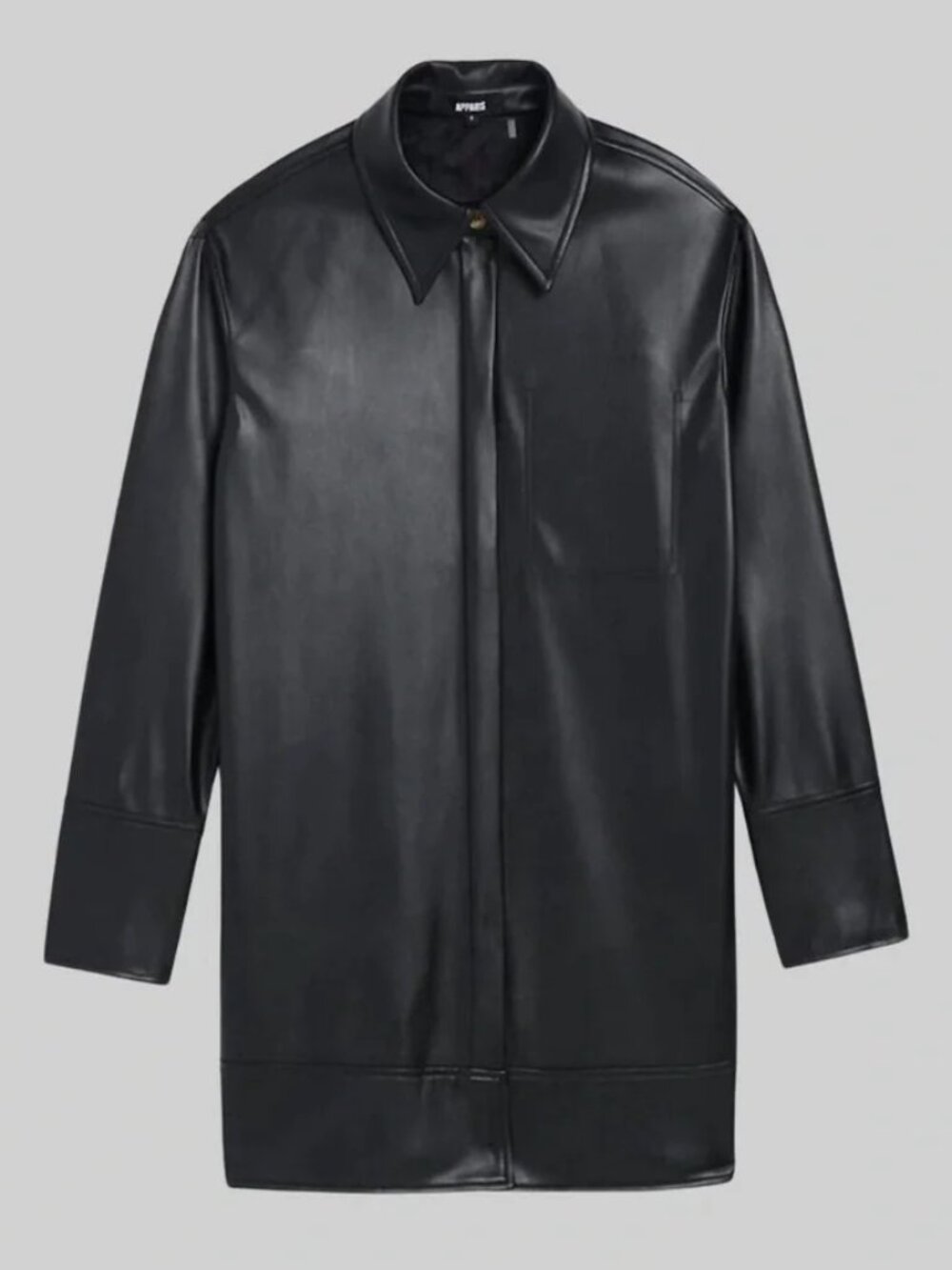 Apparis Calo Vegan Leather Dress Noir Black Button Down